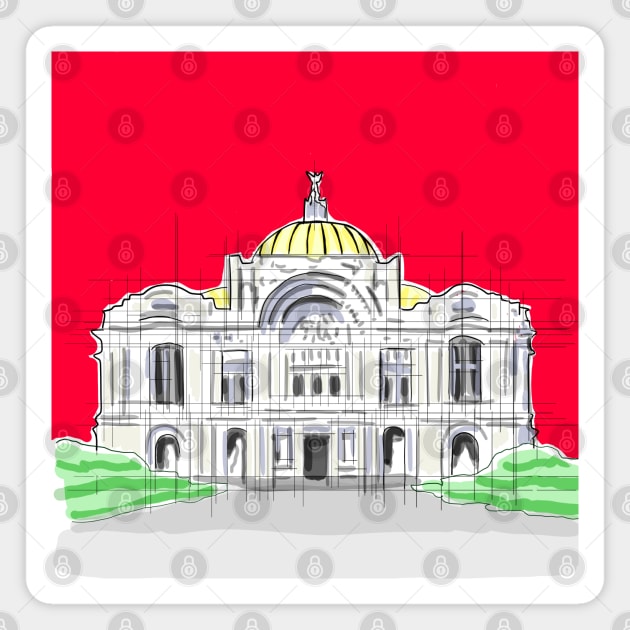 red heaven bellas artes palace Magnet by jorge_lebeau